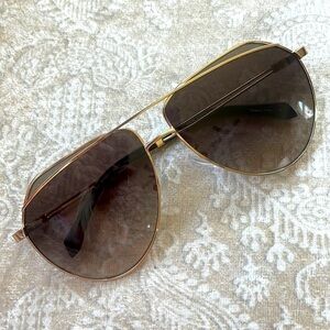 NWOT Zadig & Voltaire Full Rim Gold Tone Metal Aviator Sunglasses Gradient Lens